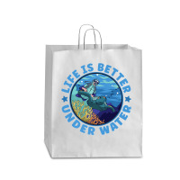 Life Is Better Under Water Marine Biology Scuba Diver Premium Queen Paper Bag - 16 X 6 X 19 1/4 | Artistshot