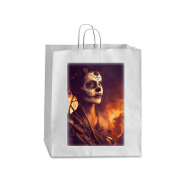 Beautiful Woman Warrior After A Battle With Skeletons T Shirt Queen Paper Bag - 16 X 6 X 19 1/4 | Artistshot