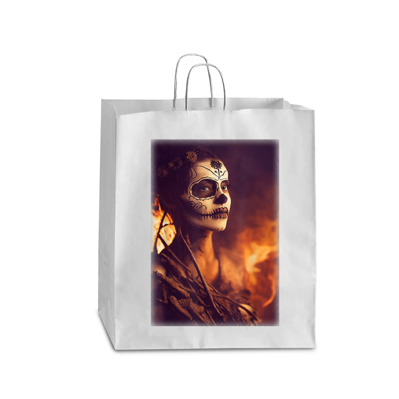 Beautiful Woman Warrior After A Battle With Skeletons T Shirt Queen Paper Bag - 16 X 6 X 19 1/4 | Artistshot