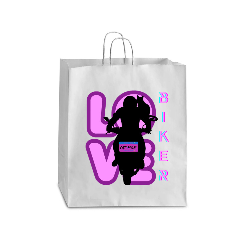 Biker And Best Cat Mom Motorcycle Rider Purple Queen Paper Bag - 16 X 6 X 19 1/4 | Artistshot