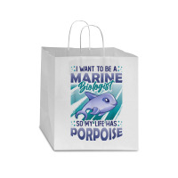 Marine Biologist Life Has Porpoise T Shirt Star Paper Bag - 13 X 7 X 13 | Artistshot