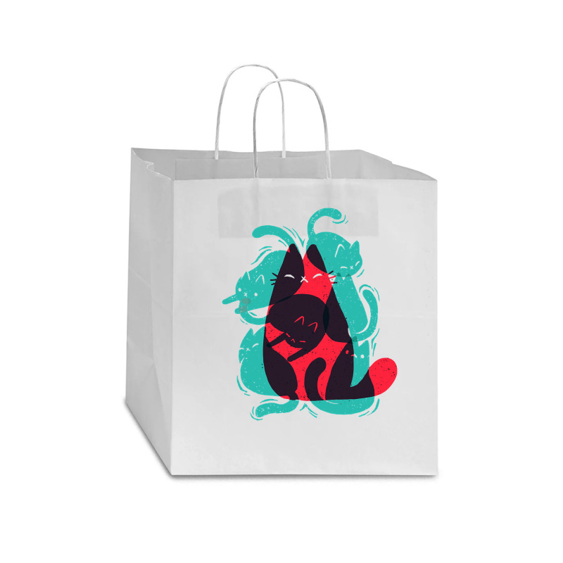 Cat Shapes - Funny Cute Kitty - Modern Art Star Paper Bag - 13 X 7 X 13 | Artistshot