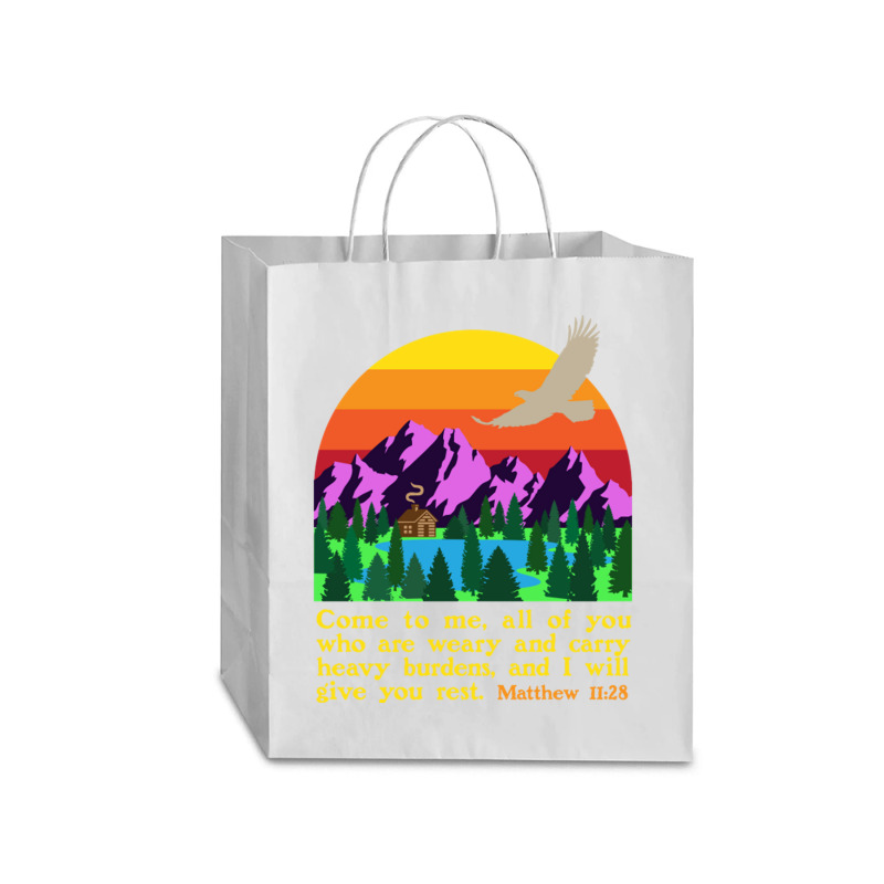 Bible Verse Matthew 1128 Come To Me All Who Are Weary Boy Traveler Paper Bag -13 X 6 X 15 3/4 | Artistshot