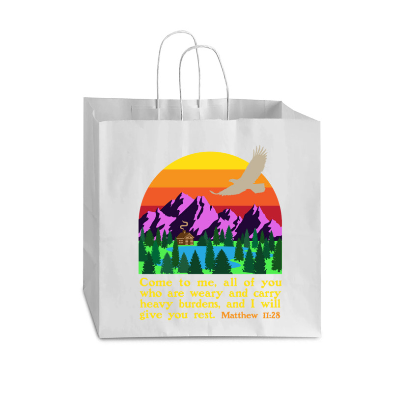 Bible Verse Matthew 1128 Come To Me All Who Are Weary Boy Vogue Paper Bag - 16 X 6 X 12 | Artistshot