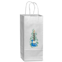 Blue T-style Electric Guitar Flowering Vines Wine Paper Bag - 5 1/2 X 3 1/4 X 13 | Artistshot