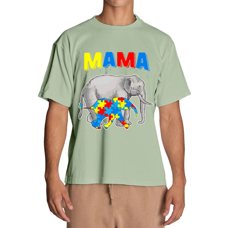 Mama Elephant Autism Awareness Urban Heavy T-shirt by Michael	Kilburn | Artistshot