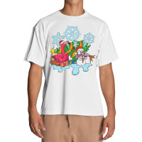 Flamingo Tropical Christmas Zoo Animal Exotic Bird Snowman Snowflake F Urban Heavy T-shirt | Artistshot