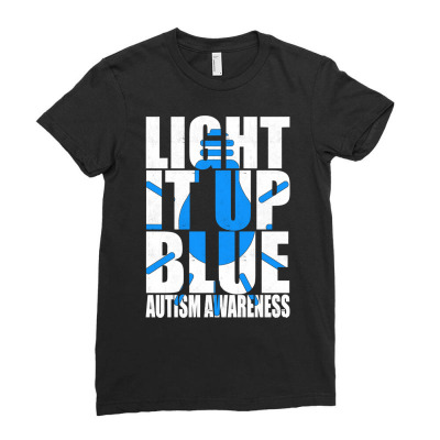 Light It Up Blue Autism Shirt I Wear Blue For Awareness Sweatshirt Ladies Fitted T-shirt Designed By Tuelam