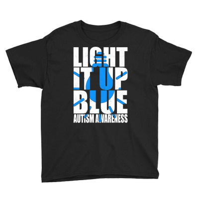 Light It Up Blue Autism Shirt I Wear Blue For Awareness Sweatshirt Youth Tee Designed By Tuelam