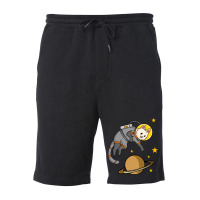 Cat Astronaut Cartoon Fleece Short | Artistshot