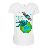 Cartoon Orange Cat Astronaut Flying In The Space Maternity Scoop Neck T-shirt | Artistshot