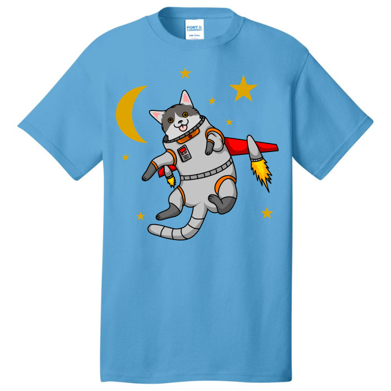 Astronaut Cat Flies Into Space Basic T-shirt | Artistshot