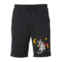 Astronaut Cat Flies Into Space Fleece Short | Artistshot