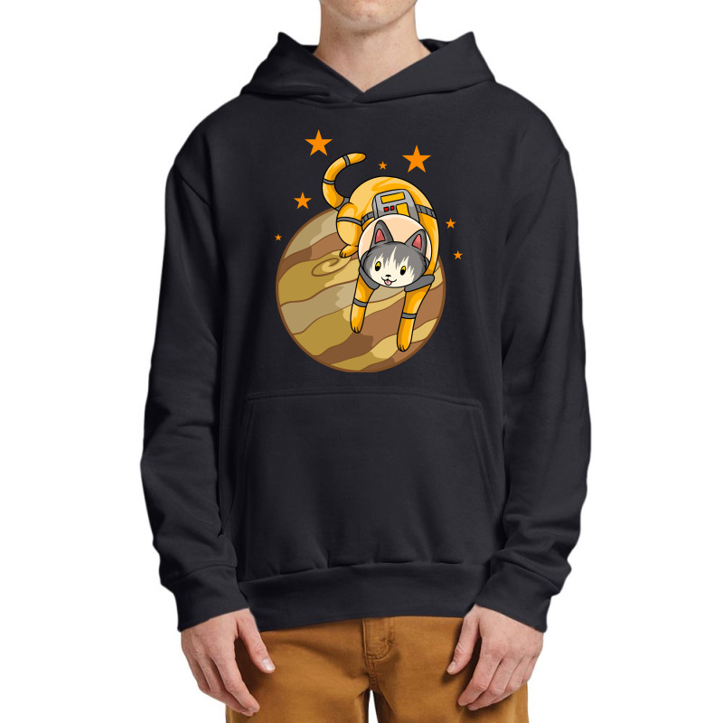 Astronaut Cat Playing With Planet Urban Pullover Hoodie | Artistshot