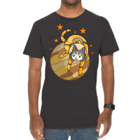 Astronaut Cat Playing With Planet Vintage T-shirt | Artistshot