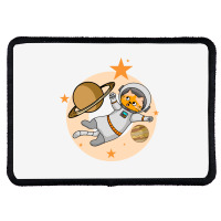 Astronaut Cat Flying In Space Amazed To See Planet Rectangle Patch | Artistshot