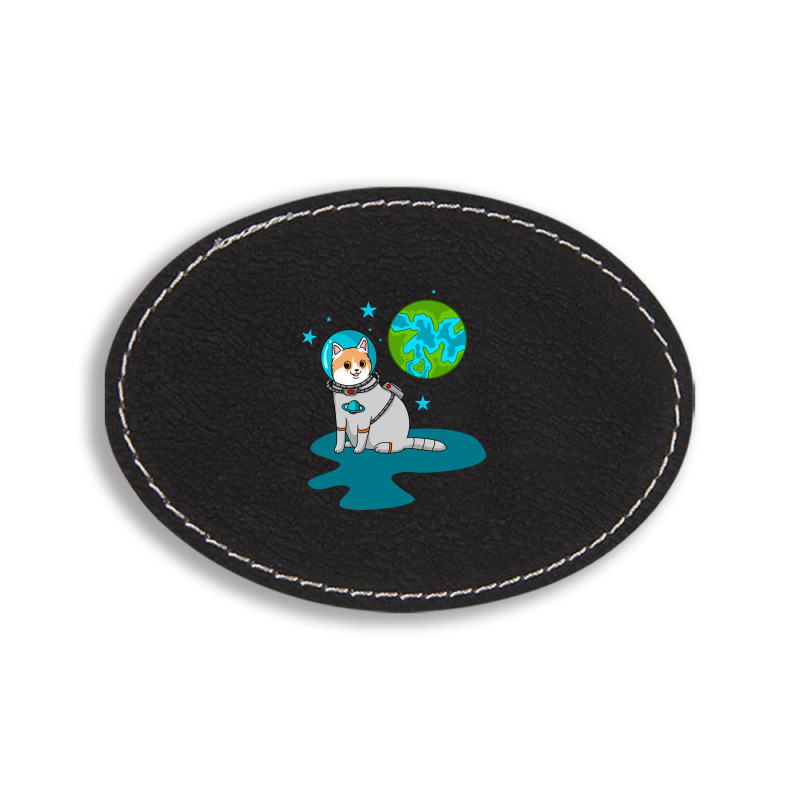 Astronaut Cat Oval Leatherette Patch | Artistshot