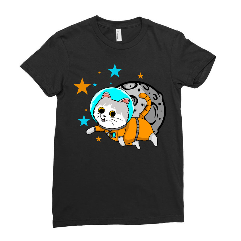 Cat Astronaut Ladies Fitted T-Shirt by rilote | Artistshot