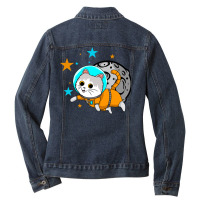 Cat Astronaut Ladies Denim Jacket | Artistshot