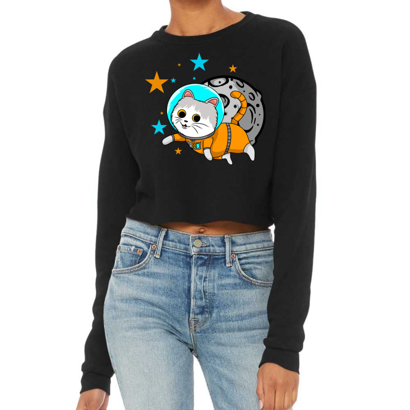 Cat Astronaut Cropped Sweater by rilote | Artistshot