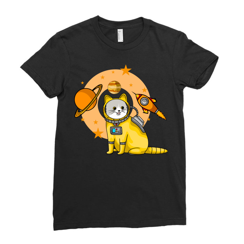 Astronaut Cat Ladies Fitted T-Shirt by rilote | Artistshot