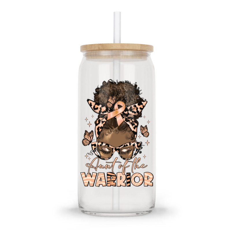 Aunt Of The Warrior Endometrial Cancer Glass Tumbler | Artistshot