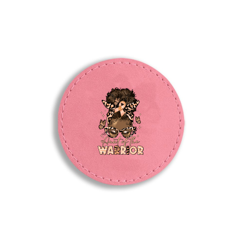 Aunt Of The Warrior Endometrial Cancer Round Leatherette Patch | Artistshot