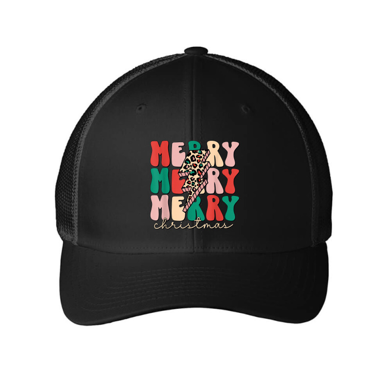 Merry Christmas Lightning Bolt Leopard Plaid Xmas Men Women Mesh cap by Fashzilla | Artistshot