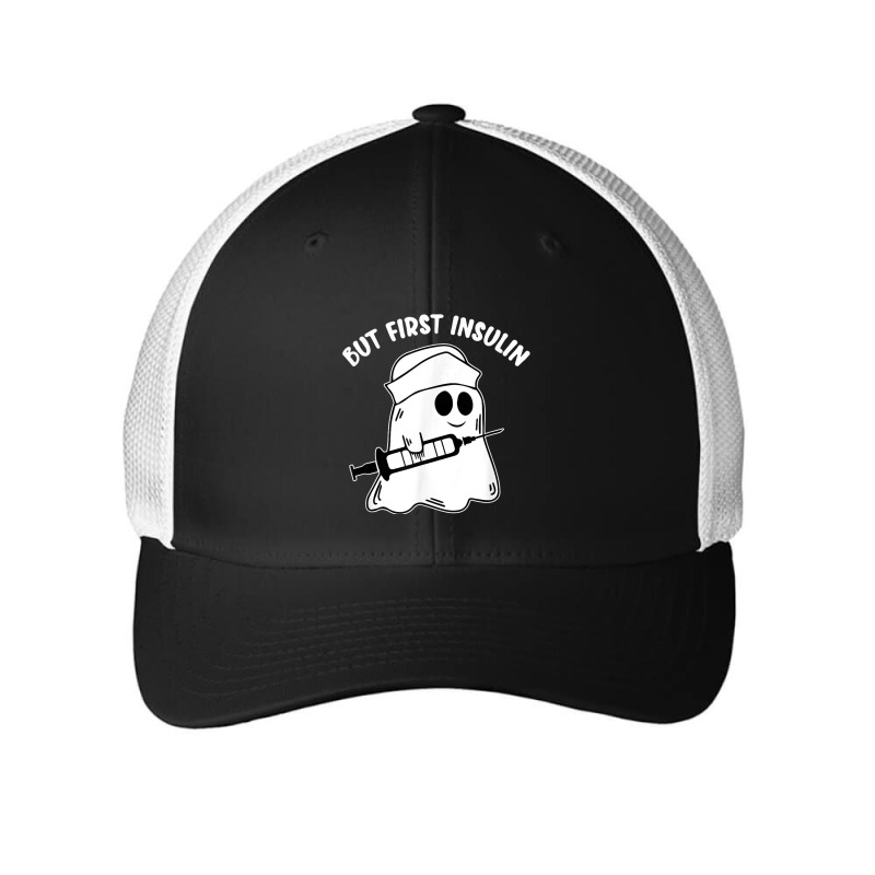 But First Insulin Ghost Injection Syringe Disease Joke Mesh Cap | Artistshot