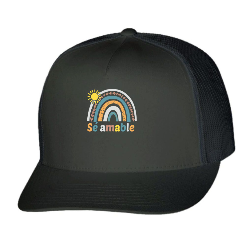 Sé Amable Spanish Bilingual Teacher Be Kind Boho Rainbow Pullover Hoo Trucker Cap by cm-arts | Artistshot