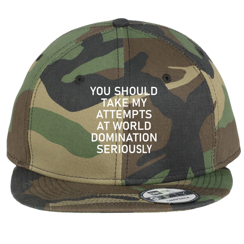 Take My Attempts At World Domination Seriously Flat Bill Snapback Cap by RoseannTrujillo | Artistshot