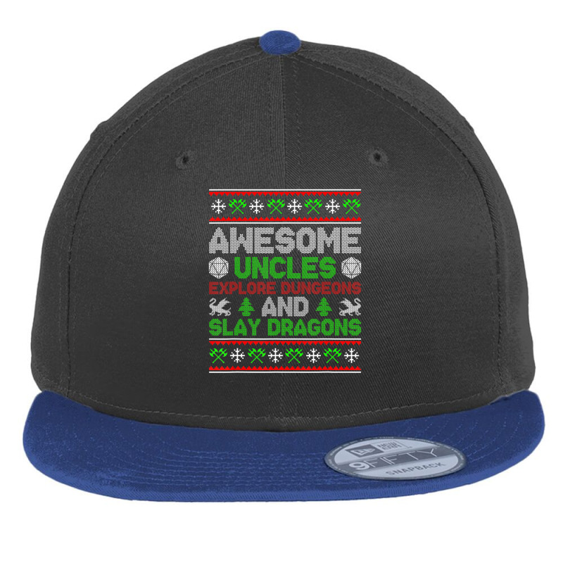 Mens Awesome Uncles Tabletop Christmas D20 Ugly Sweater Flat Bill Snapback Cap by hotoancuong | Artistshot