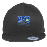 Starry Night Camping Scene Flat Bill Snapback Cap | Artistshot