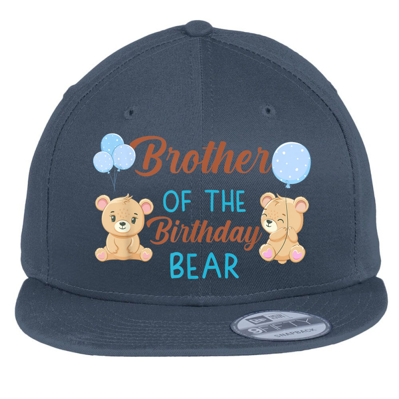 Brother Of The Birthday Boy Bear 1st Birthday Party Boy Flat Bill Snapback Cap | Artistshot