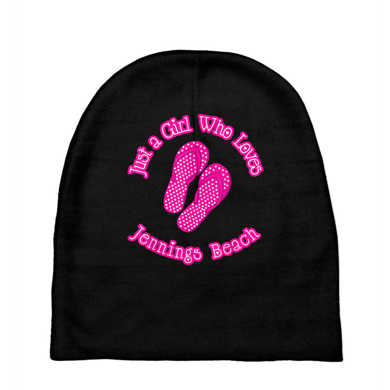 Just A Girl Who Loves Jennings Beach Polka Dot Flip Flops T Shirt Baby Beanies | Artistshot