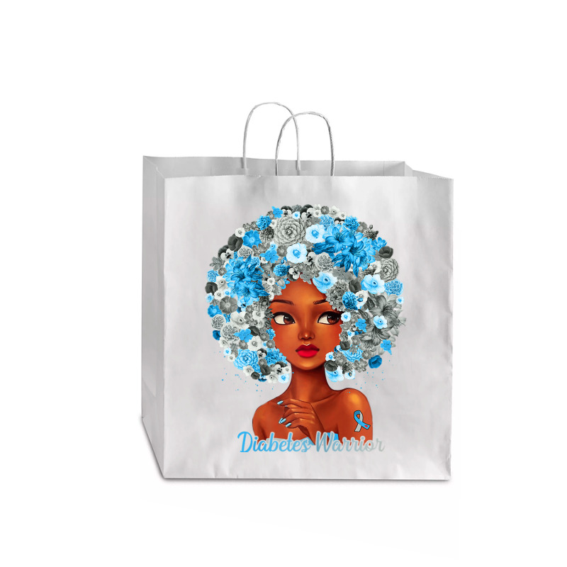 Womens Grey Blue Flowers Afro Hair Black Woman Diabetes Warrior Jumbo Paper Bag - 18 X 7 X 18 3/4 | Artistshot