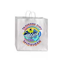 Traverse City Michigan Fishing Town, Clown Triggerfish With Colorful P Jumbo Paper Bag - 18 X 7 X 18 3/4 | Artistshot