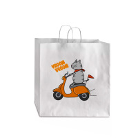 Trending Grey Cat On A Scooter Jumbo Paper Bag - 18 X 7 X 18 3/4 | Artistshot