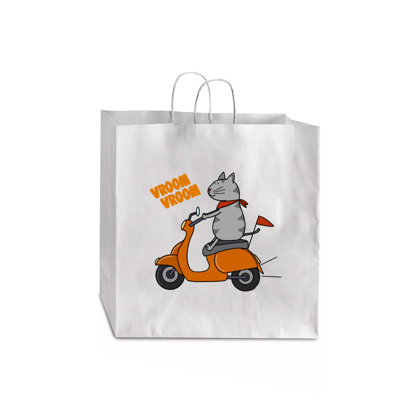 Trending Grey Cat On A Scooter Jumbo Paper Bag - 18 X 7 X 18 3/4 | Artistshot