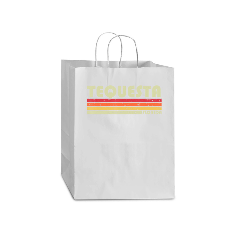 Tequesta Fl Florida City Home Roots Retro 70s 80s Mart Paper Bag -13 X 7 X 17 | Artistshot