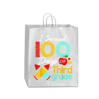 Colors Survived 100th Day Of 3rd Grade 100 Days Of School T Shirt Queen Paper Bag - 16 X 6 X 19 1/4 | Artistshot