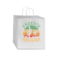 Phoenix Arizona Desert Cactus Retro Sunset Outdoors Retro Star Paper Bag - 13 X 7 X 13 | Artistshot