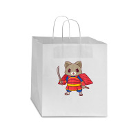 Kawaii Samurai Ninja Cat Star Paper Bag - 13 X 7 X 13 | Artistshot