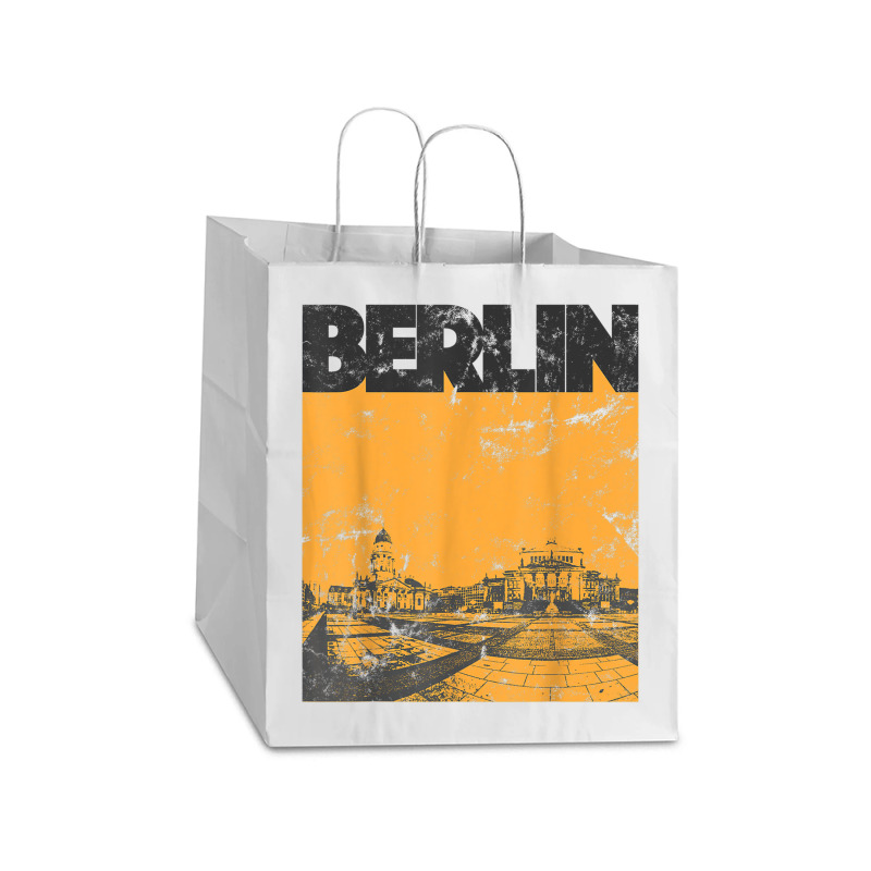 Vintage 70s Style Berlin Germany Take Out Paper Bag - 14 X 10 X 15 1/2 | Artistshot