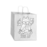 Zen Af Funny Meditating Cat Spiritual Yoga Gift For Women Take Out Paper Bag - 14 X 10 X 15 1/2 | Artistshot