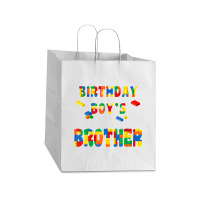 Building Block Brother Of The Birthday Boy Colorful Take Out Paper Bag - 14 X 10 X 15 1/2 | Artistshot