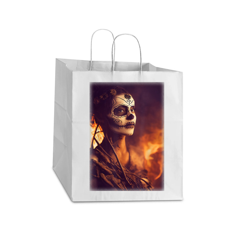 Beautiful Woman Warrior After A Battle With Skeletons T Shirt Take Out Paper Bag - 14 X 10 X 15 1/2 | Artistshot