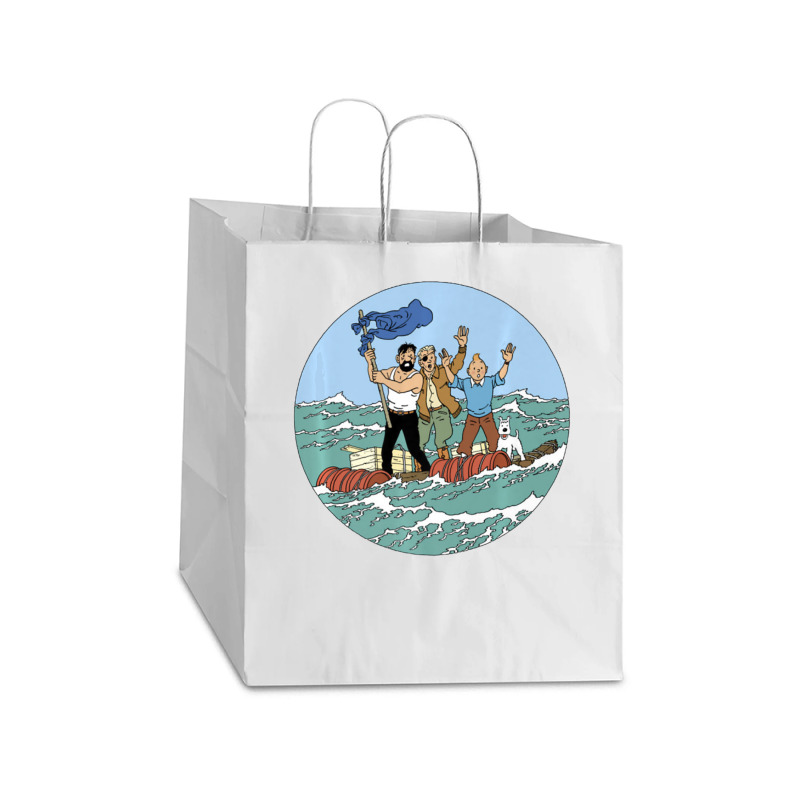 Tin-tin Sea Adventure With Captain Haddock Take Out Paper Bag - 14 X 10 X 15 1/2 | Artistshot