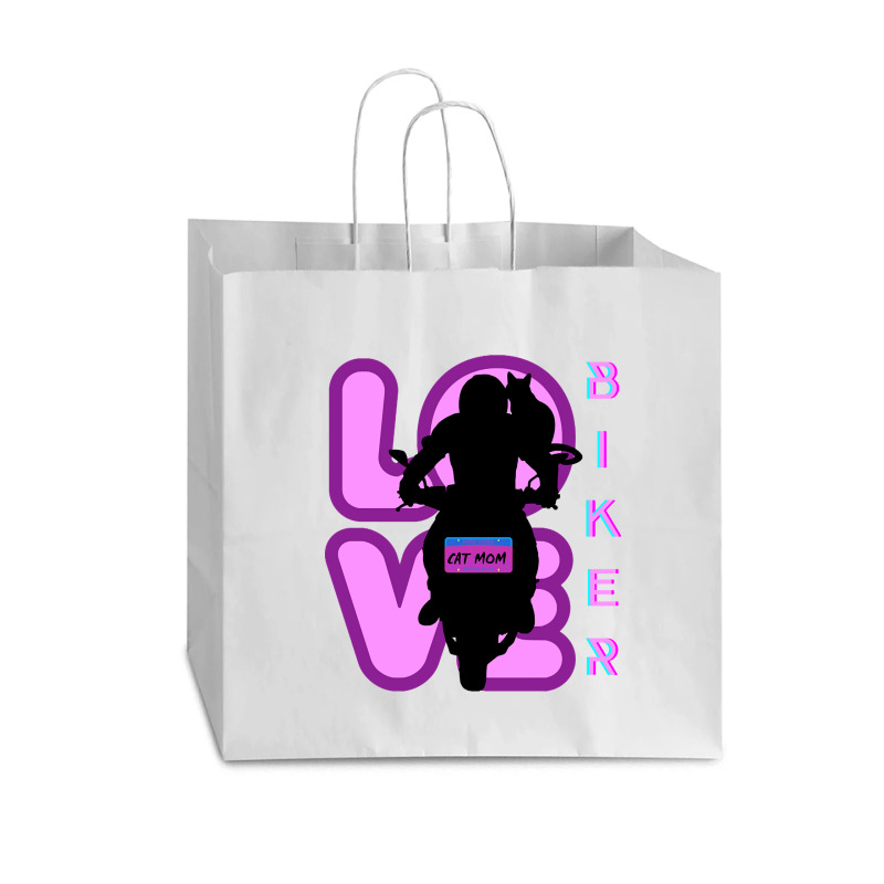 Biker And Best Cat Mom Motorcycle Rider Purple Vogue Paper Bag - 16 X 6 X 12 | Artistshot