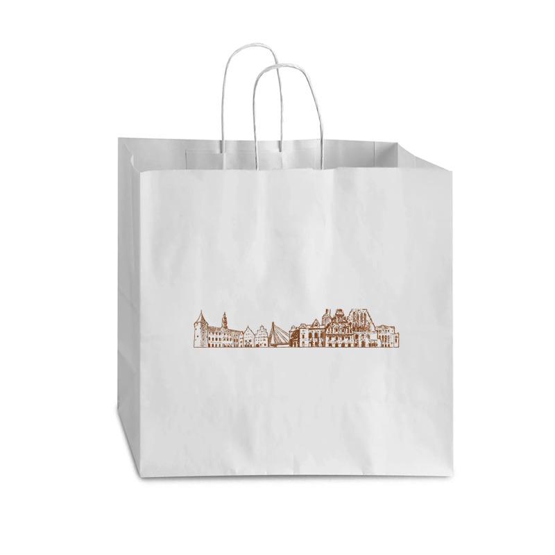 Riga Hand Drawn Skyline Vogue Paper Bag - 16 X 6 X 12 | Artistshot